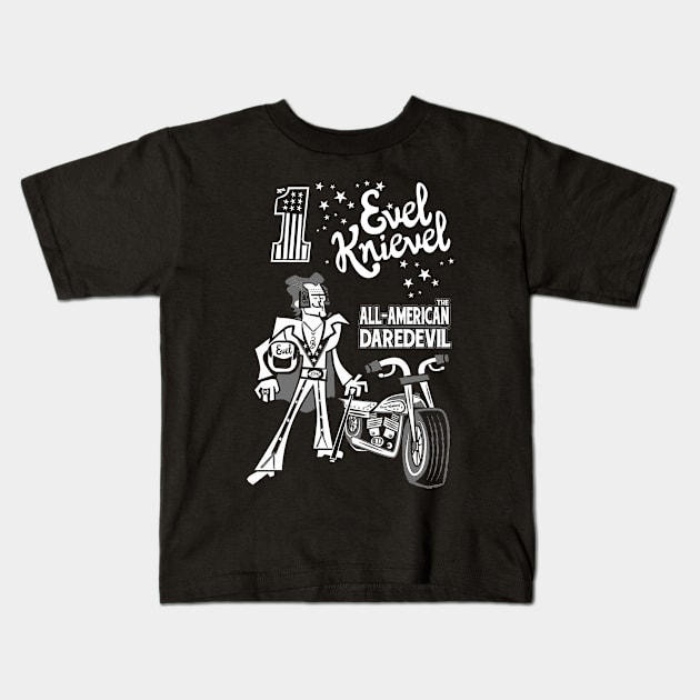 Evel Knievel Kids T-Shirt by CosmicAngerDesign